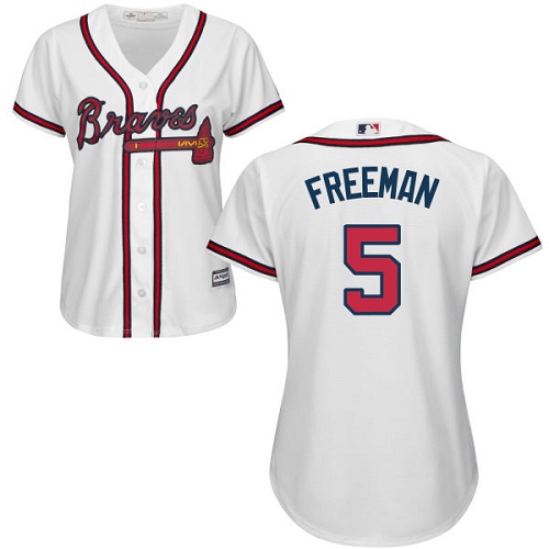 Braves #5 Freddie Freeman White Home Women's Stitched MLB Jersey